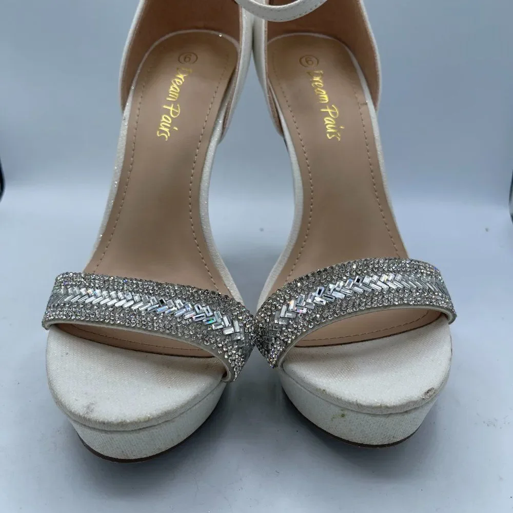 Dream Pairs High Heeled Ankle Strap Rhinestone Embellished Shoes 6